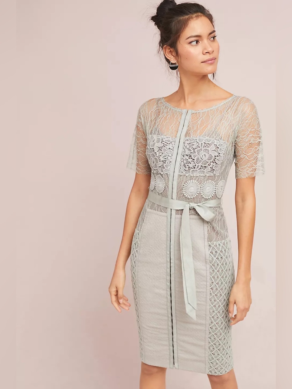 NWT Byron Lars Carissima Signature Lace Sheath Dress Grey 2 Petite